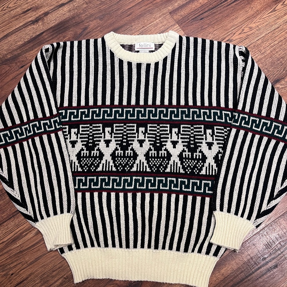 Vintage Patterned Fellini 90’s Acrylic Knit Sweater